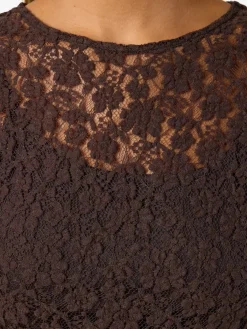 Sale Noisy May Nmmiriam L/S Maxi Lace Dress 5064757 Chocolate Brown