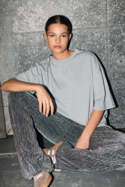 Best Noisy May Nmnadine Glitter Embos T-Shirt 4764934 Light Grey Melange Silver Lurex