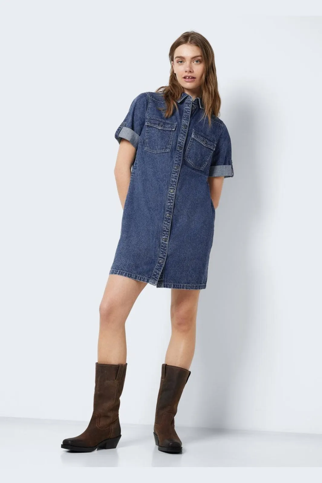 Noisy May Nmnew Signe S/S Denim Dress Vi002Mb 4460315 Medium Blue Denim
