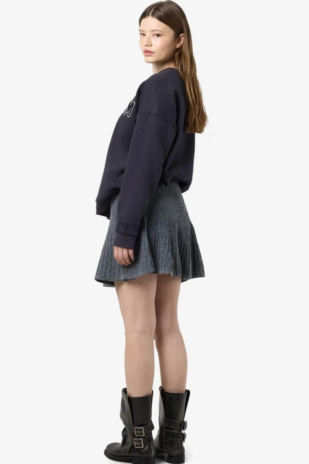 Noisy May Nmnola Nw Pleated Knit Skirt Fwd 4805687 Medium Grey Melange
