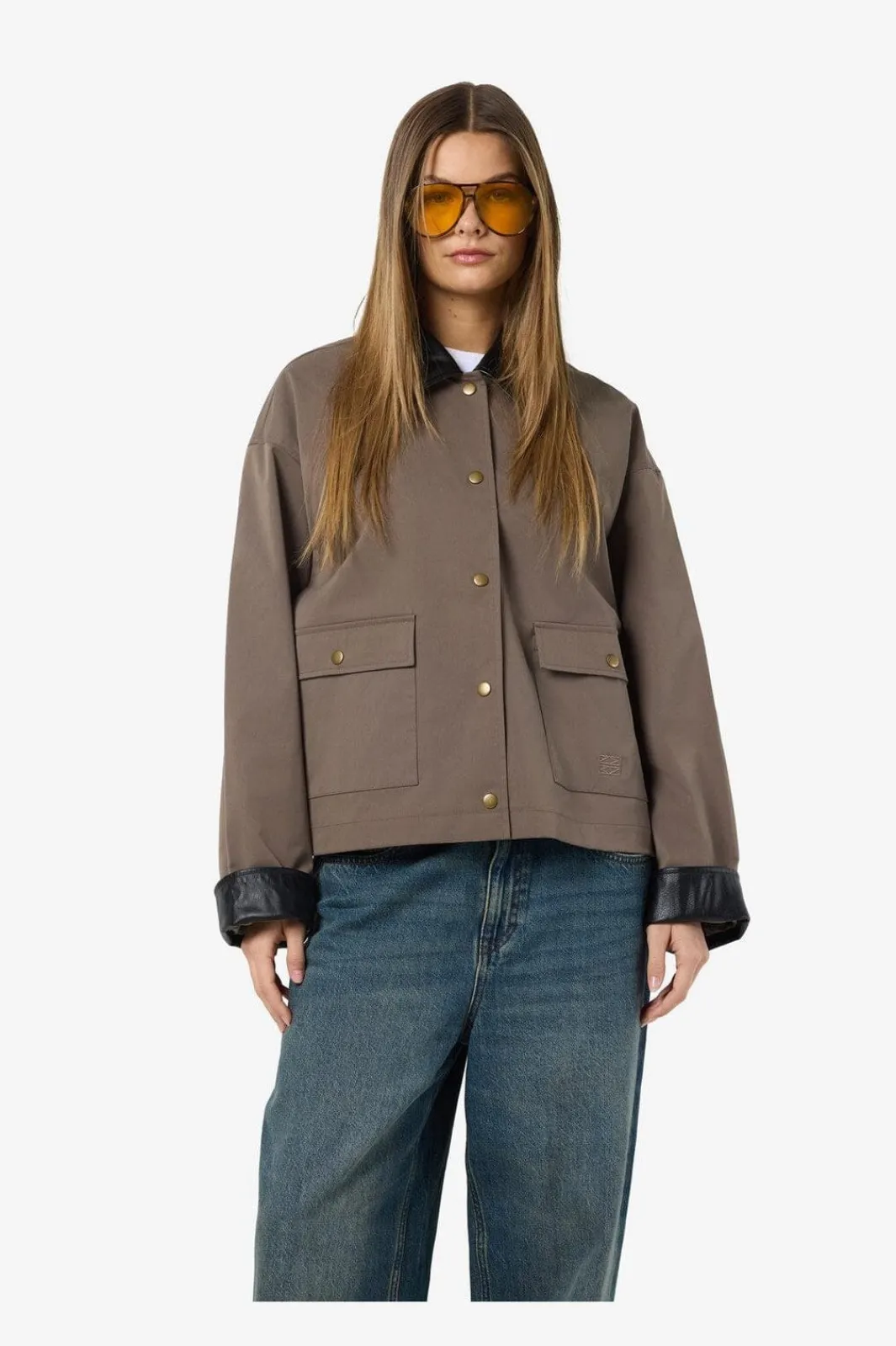 Best Noisy May Nmnora Pu Collar Jacket Dd 4788717 Morel Black