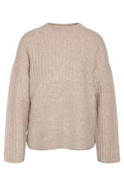 Hot Noisy May Nmnyla L/S Loose High Neck Knit Fwd Dd 4798741 Humus Melange