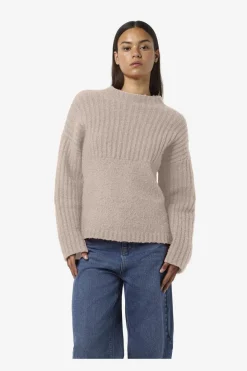 Hot Noisy May Nmnyla L/S Loose High Neck Knit Fwd Dd 4798741 Humus Melange