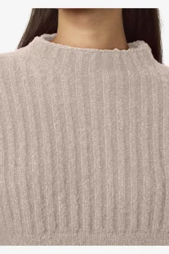 Hot Noisy May Nmnyla L/S Loose High Neck Knit Fwd Dd 4798741 Humus Melange