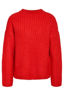 Sale Noisy May Nmnyla L/S Loose High Neck Knit Fwd Dd 4822734 Racing Red