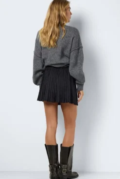 Hot Noisy May Nmpolly Pleated Skirt 4816399 Black Elastic Waistband W. Rubber Print