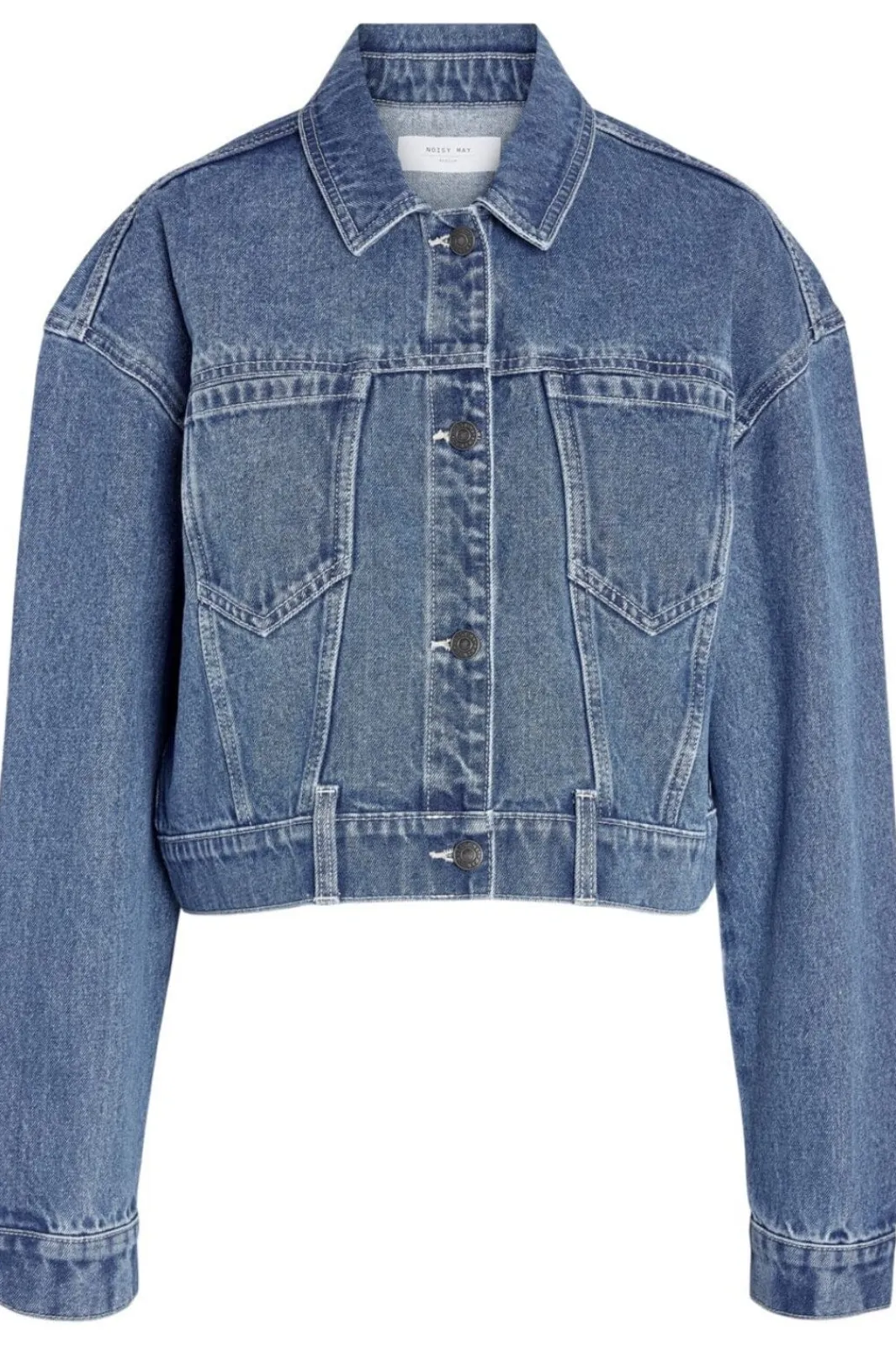 Online Noisy May Nmronja L/S Crop Jacket Vi433Mb 4411985 Medium Blue Denim