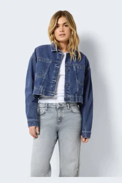 Online Noisy May Nmronja L/S Crop Jacket Vi433Mb 4411985 Medium Blue Denim