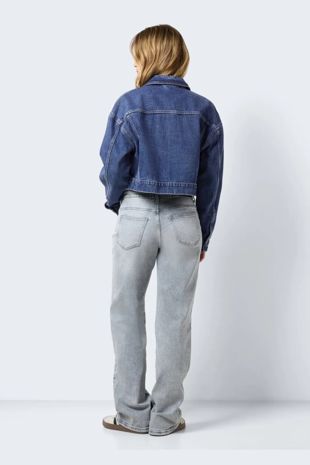 Online Noisy May Nmronja L/S Crop Jacket Vi433Mb 4411985 Medium Blue Denim