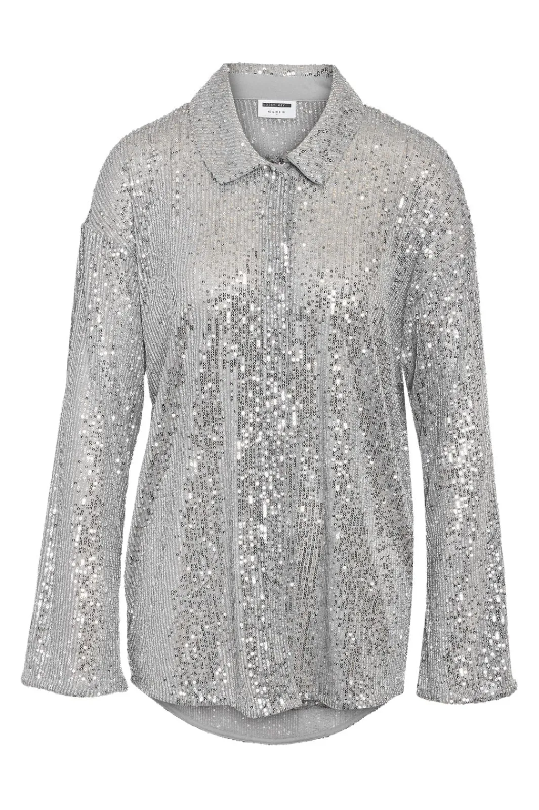 Sale Noisy May Nmscarlet L/S Sequin Shirt 4843327 Silver