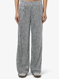 Discount Noisy May Nmscarlet Sequin Wide Pants 4843311 Silver