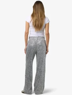 Discount Noisy May Nmscarlet Sequin Wide Pants 4843311 Silver