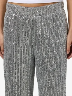 Discount Noisy May Nmscarlet Sequin Wide Pants 4843311 Silver
