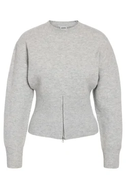 Clearance Noisy May Nmsloan L/S O-Neck Zip Knit Fwd 4854841 Light Grey Melange
