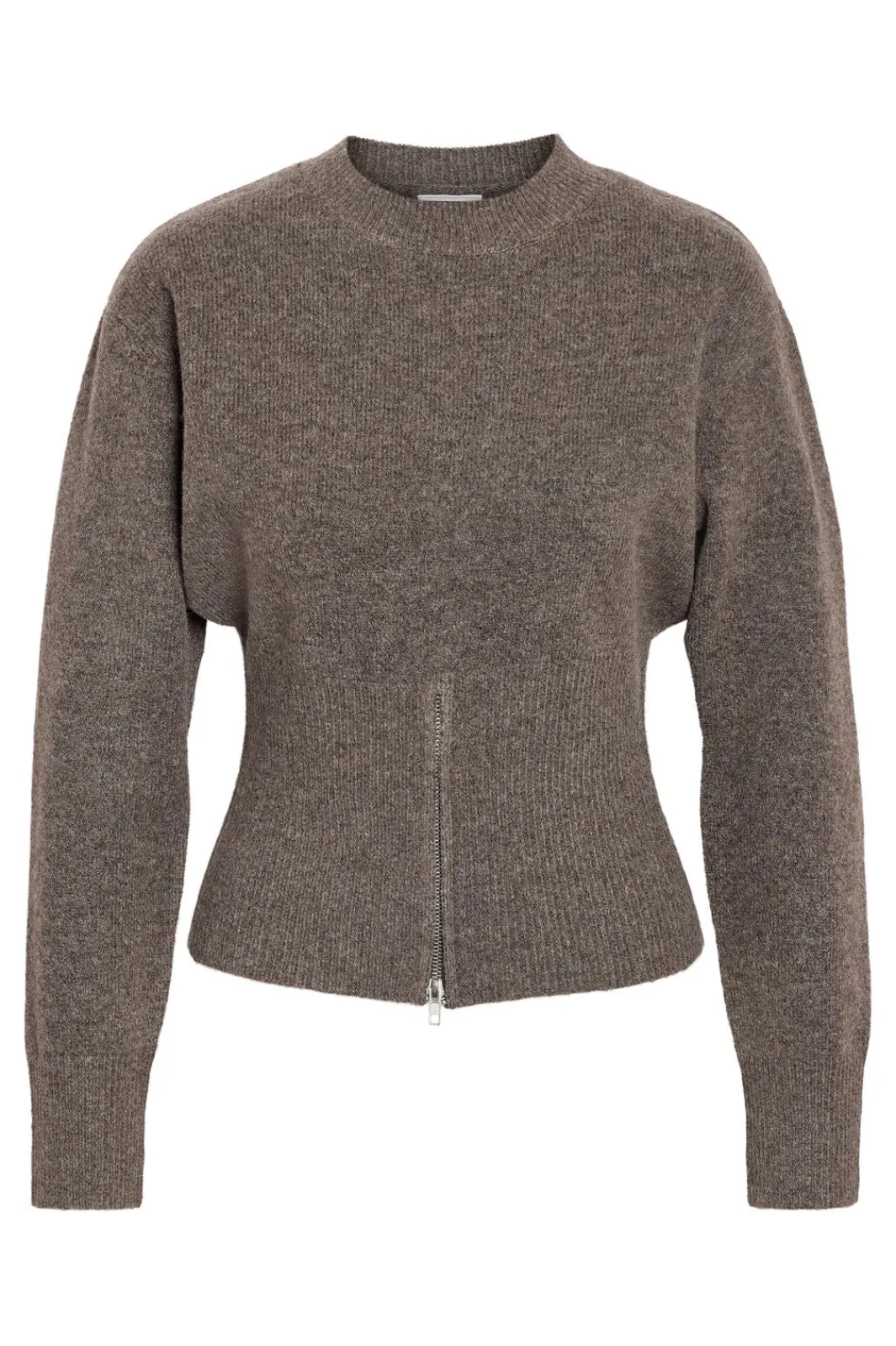 Noisy May Nmsloan L/S O-Neck Zip Knit Fwd 4854885 Morel Melange
