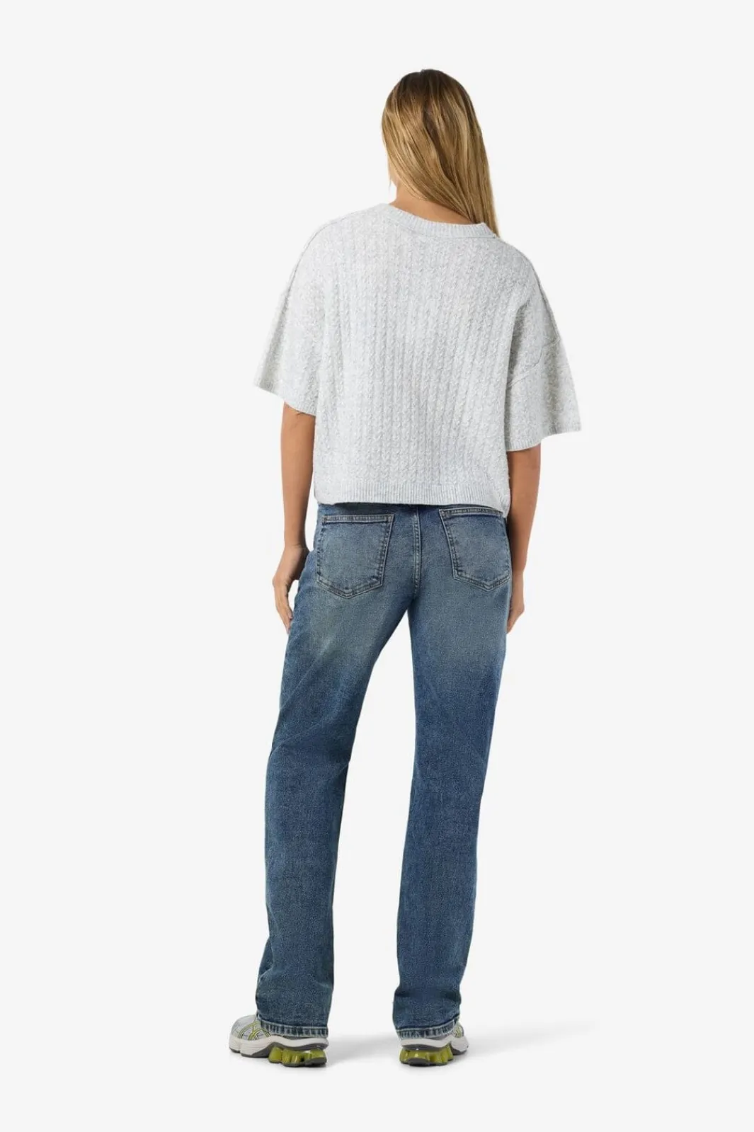 Online Noisy May Nmsmilla S/S Cable Knit Top 4923869 Light Grey Melange