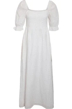Hot Noisy May Nmsommer 2/4 Broderie Maxi Dress 4823468 Bright White