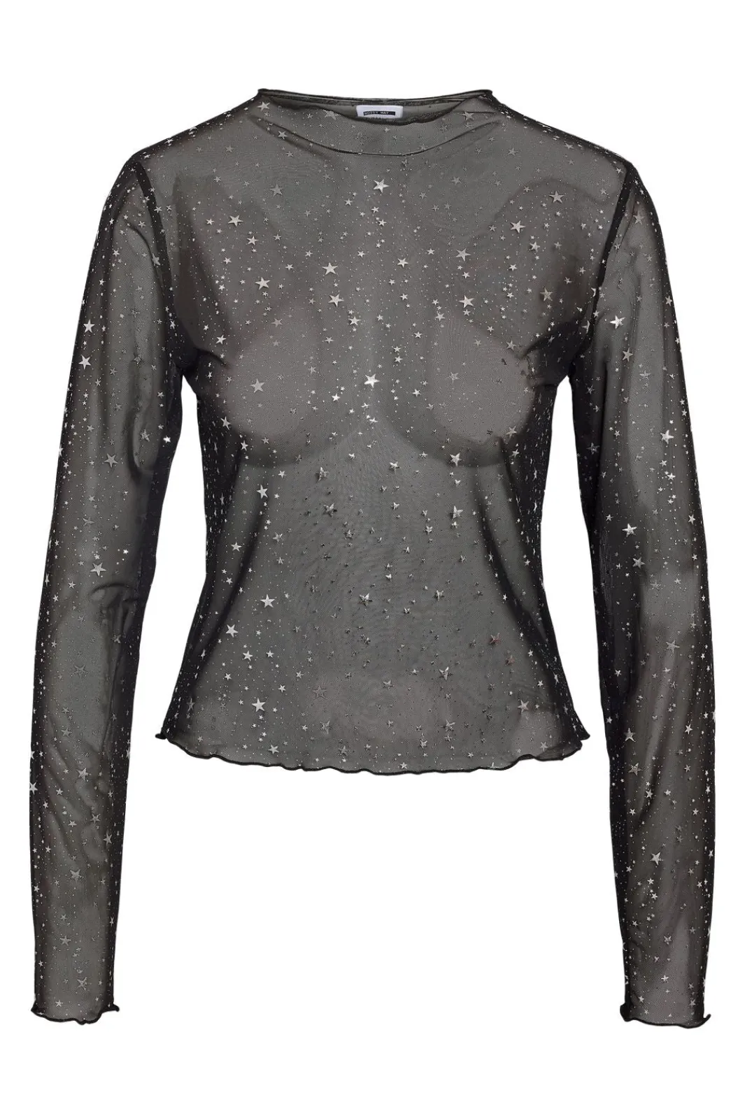 Best Noisy May Nmstar Foil L/S High Neck Mesh Fwd 4651141 Black Silver Glitter Stars