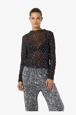 Best Noisy May Nmstar Foil L/S High Neck Mesh Fwd 4651141 Black Silver Glitter Stars
