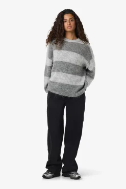 Noisy May Nmsutton L/S Oversized Knit Fwd 4563314 Light Grey Melange Medium Grey Melange
