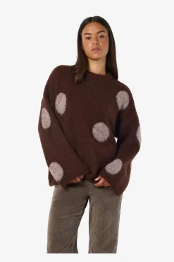New Noisy May Nmsutton L/S Polka Dot Oversize Knit Fwd 5062577 French Roast Natural Melange Dots