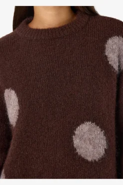 New Noisy May Nmsutton L/S Polka Dot Oversize Knit Fwd 5062577 French Roast Natural Melange Dots
