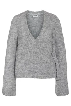 Discount Noisy May Nmsutton L/S Wrap Knit Top Fwd 4976562 Light Grey Melange