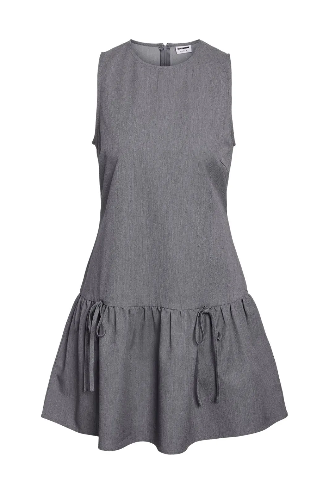 Sale Noisy May Nmtilla S/L O-Neck Tie Peplum Dress 4857713 Light Grey Melange