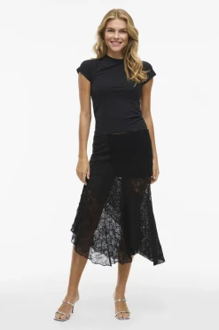 Online Noisy May Nmtrudy Asymetric Lace Skirt 5013068 Black
