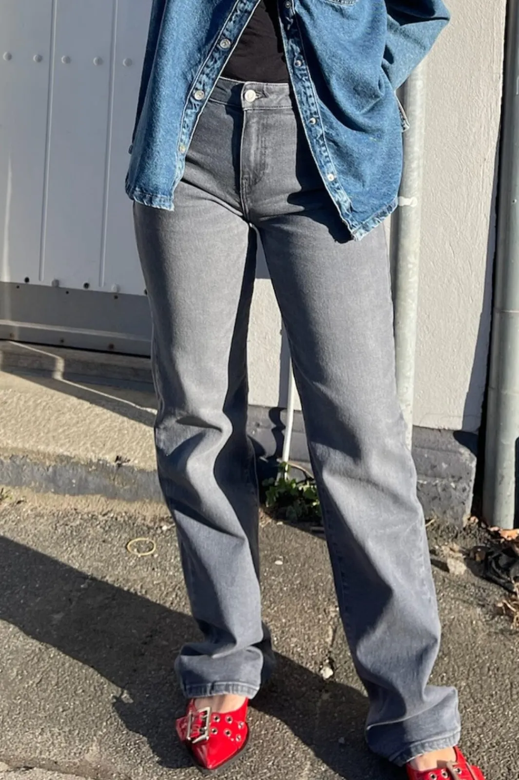 Clearance Noisy May Nmyolanda Nw Wide Jeans Az371Dg Fwd 4532618 Dark Grey Denim