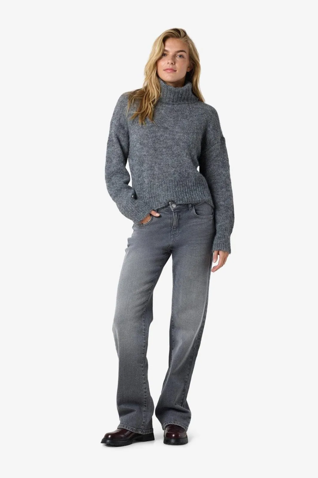 Clearance Noisy May Nmyolanda Nw Wide Jeans Az371Dg Fwd 4532618 Dark Grey Denim