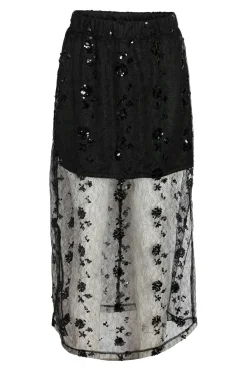 Hot Noisy May Nmzigga N/W Mesh Sequin Midi Skirt 4953739 Black