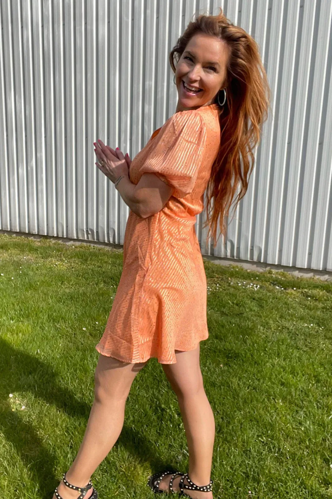 Outlet Neo Noir Nobu Sparkle Dress Tangerine