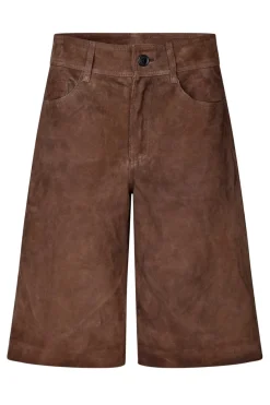 Discount Second Female Noormie Suede Shorts 59884 6139 Chocolate Brown