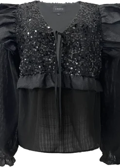 Discount Liberte Nor Ls Frill Blouse 22267 Black Sequins
