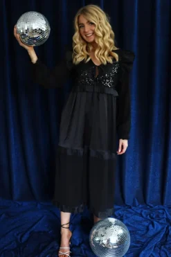 Best Liberte Nor Ls Frill Dress 22266 Black Sequins