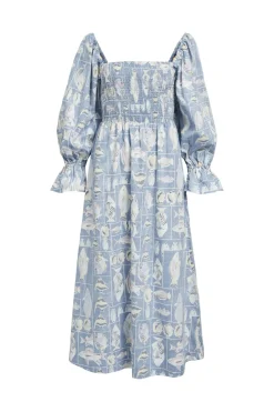 New Object Objaibizi Lo 3/4 Long Dress 133 4512428 Brunnera Blue Lemon Merinque
