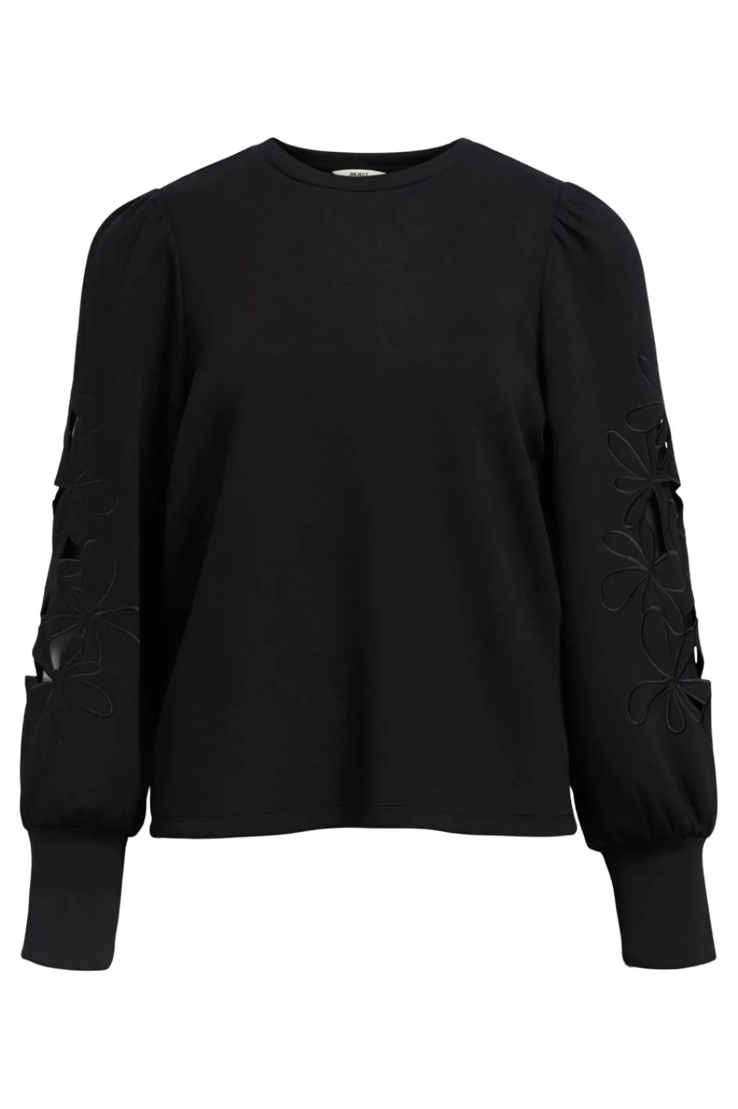 Outlet Object Objandrea Re L/S O-Neck Cutout Top 4976556 Black Black Embroidery