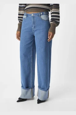 Discount Object Objcasey Lo Denim Pants Aw Fair 24 4752668 Medium Blue Denim Stripe Fold Up