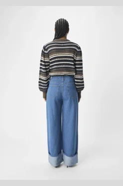 Discount Object Objcasey Lo Denim Pants Aw Fair 24 4752668 Medium Blue Denim Stripe Fold Up