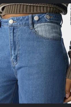 Discount Object Objcasey Lo Denim Pants Aw Fair 24 4752668 Medium Blue Denim Stripe Fold Up