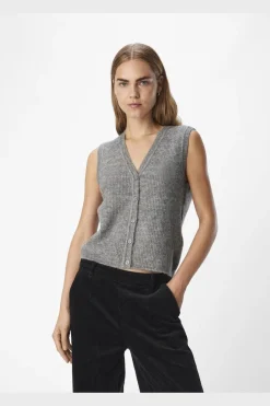 Outlet Object Objdiana Re V-Neck Knit Vest 4638801 Medium Grey Melange