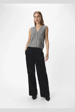 Outlet Object Objdiana Re V-Neck Knit Vest 4638801 Medium Grey Melange
