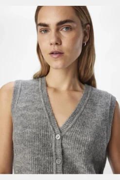 Outlet Object Objdiana Re V-Neck Knit Vest 4638801 Medium Grey Melange