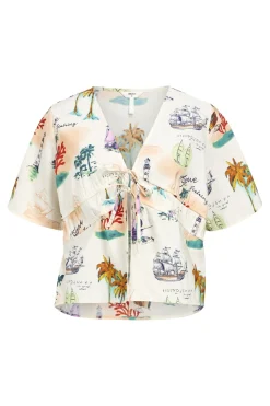 Object Objdinah Re S/S Bow Top 139 4809280 Sandshell Multi Color