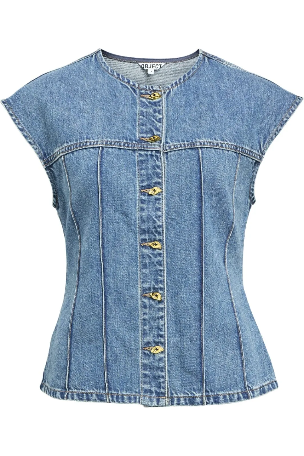 Object Objdivona Denim S/L Waistcoat 140 4823942 Medium Blue Denim
