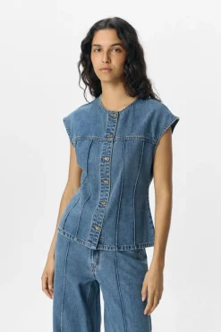 Object Objdivona Denim S/L Waistcoat 140 4823942 Medium Blue Denim