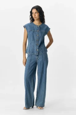 Object Objdivona Denim S/L Waistcoat 140 4823942 Medium Blue Denim
