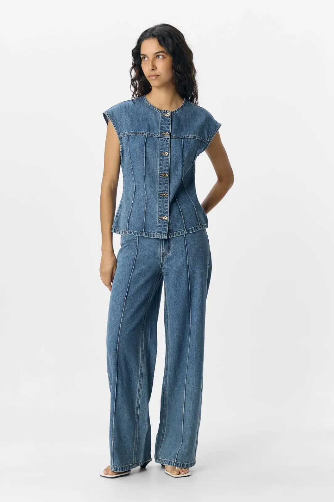 Object Objdivona Denim S/L Waistcoat 140 4823942 Medium Blue Denim