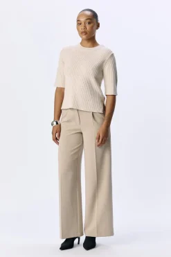 Clearance Object Objelva 2/4 Re O-Neck Knit 4788924 Humus White Sand Melange